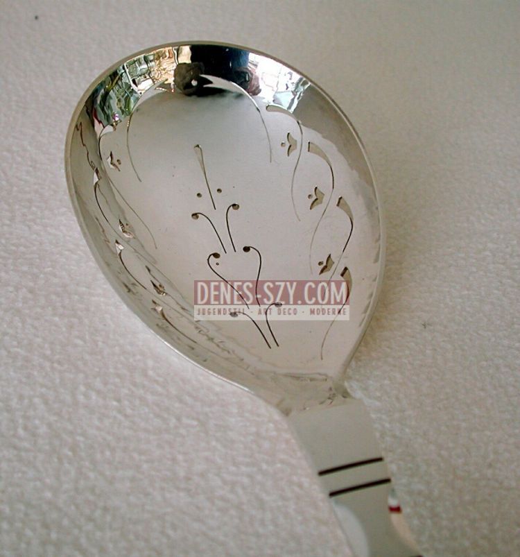 Georg Jensen Silver, Continental pattern, serving spoon, strawberry, Cutlery