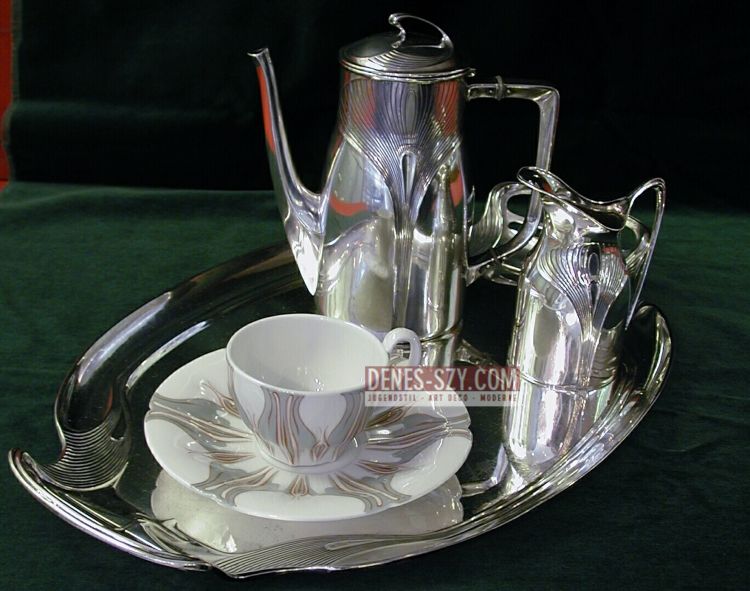 Meissen 1900, Jugendstil Porzellan Krokusmuster 2, Mokkatasse auf UT, um 1897