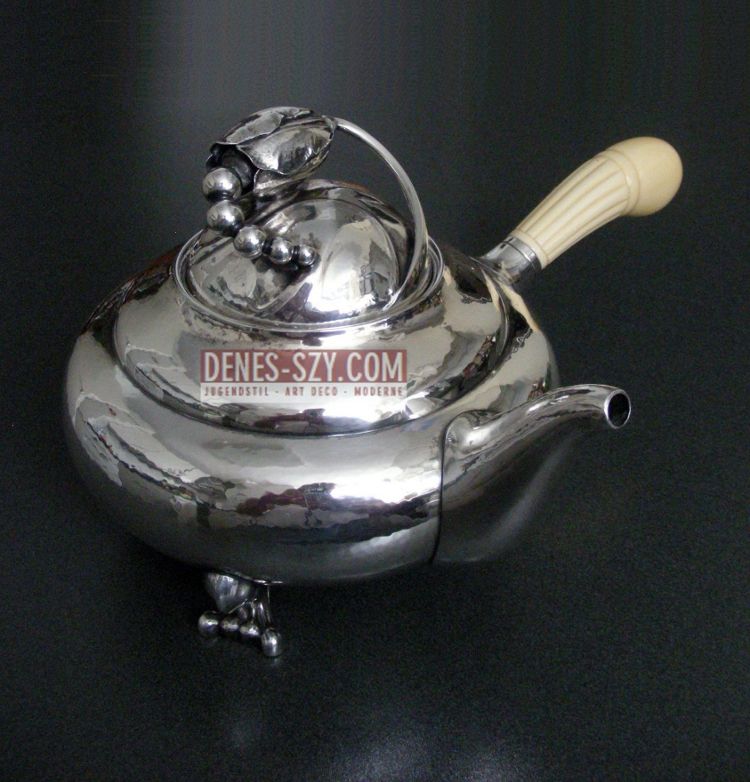 Georg Jensen Sterling silver teapot, Blossom pattern #2, Georg Jensen silversmiths, Copenhagen, 1930s, Denmark. The timeless classic.