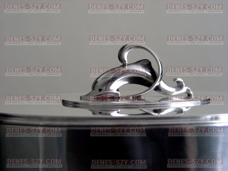 GEORG JENSEN SILBER, PYRAMIDE #150 G, Delphin - Deckeldose