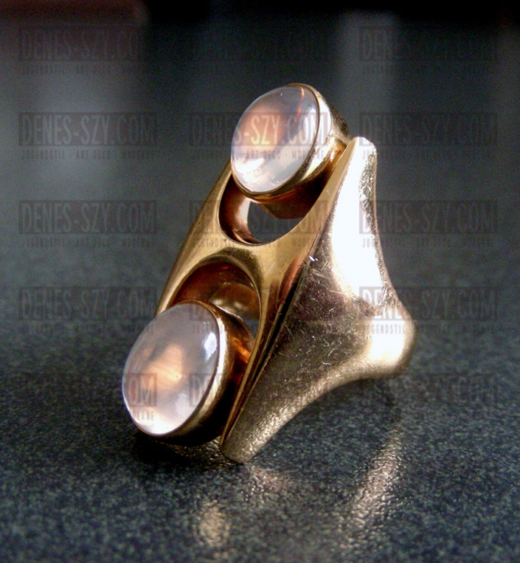 Georg Jensen Gold Ring # 845 mit Mondsteincaboschons