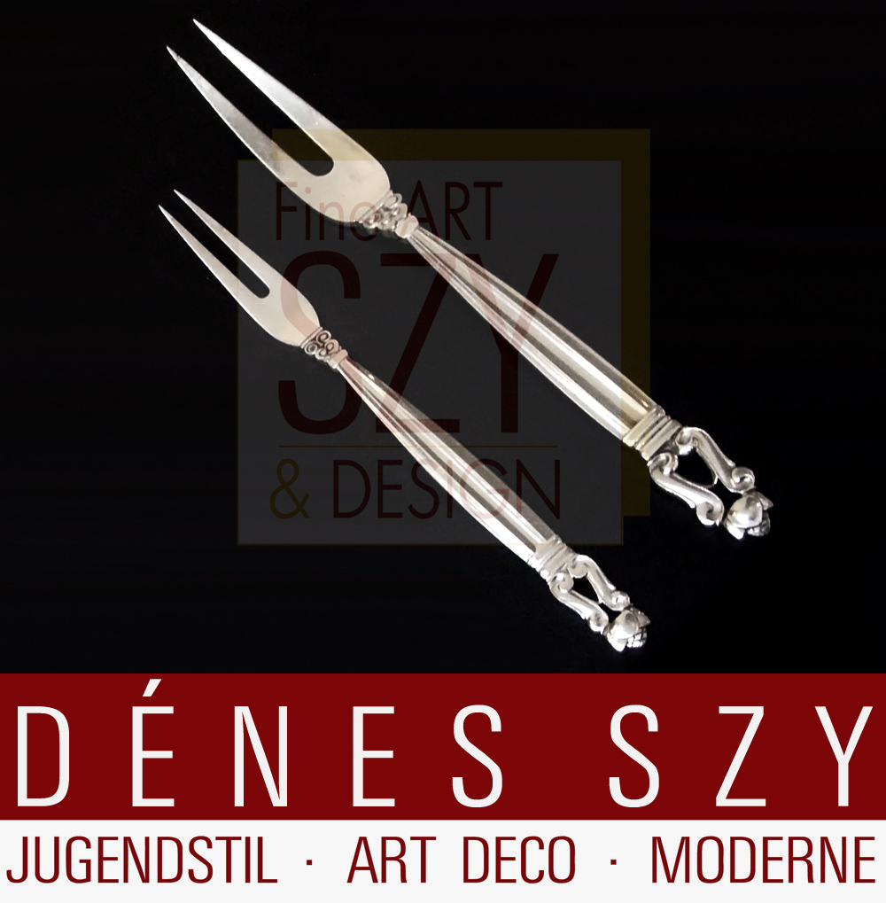 Georg Jensen Silber Besteck, Muster König, Aufschnittgabel