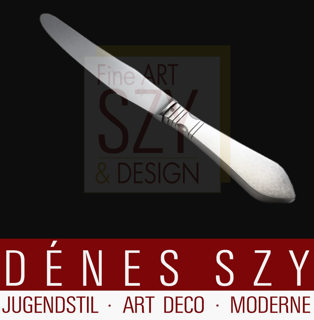 Coltello da tavola in argento 925 stile liberty con manico breve, collezione ANTIK / CONTINENTAL, disegno: Georg Jensen 1906, fabbricazione: Georg Jensen Copenhagen ca. 1950, argento Sterling