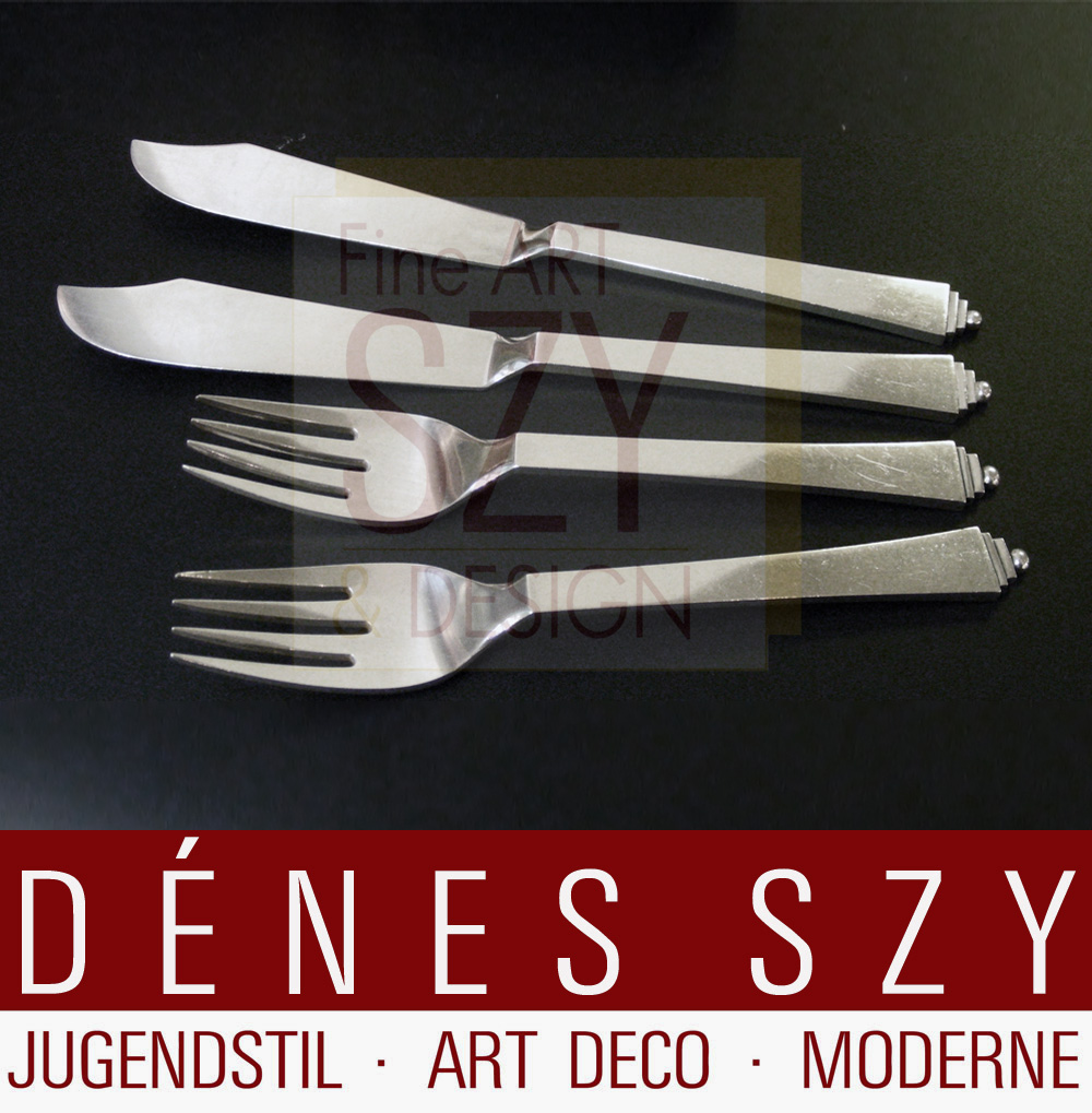 posate argento di Georg Jensen collezione piramide posateria da pesce