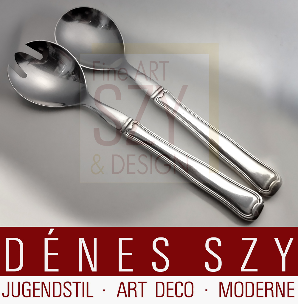Georg Jensen Silber, Dobbelriflet # 100, Salatbesteck