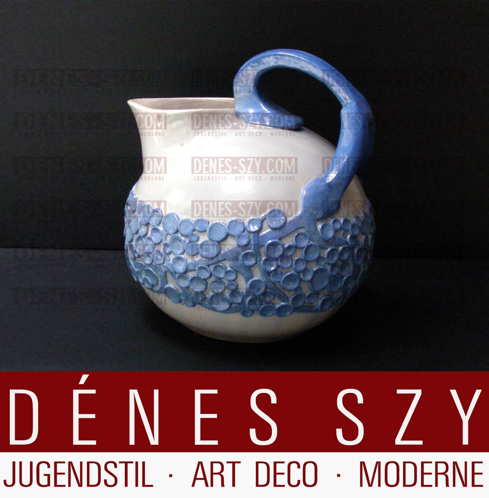 Brocca da vino, brocca versatrice, brocca in gres art nouveau, Design: Richard Riemerschmid circa 1909, Esecuzione: R. Merkelbach, Grenzhausen circa 1909, Westerwald, Germania