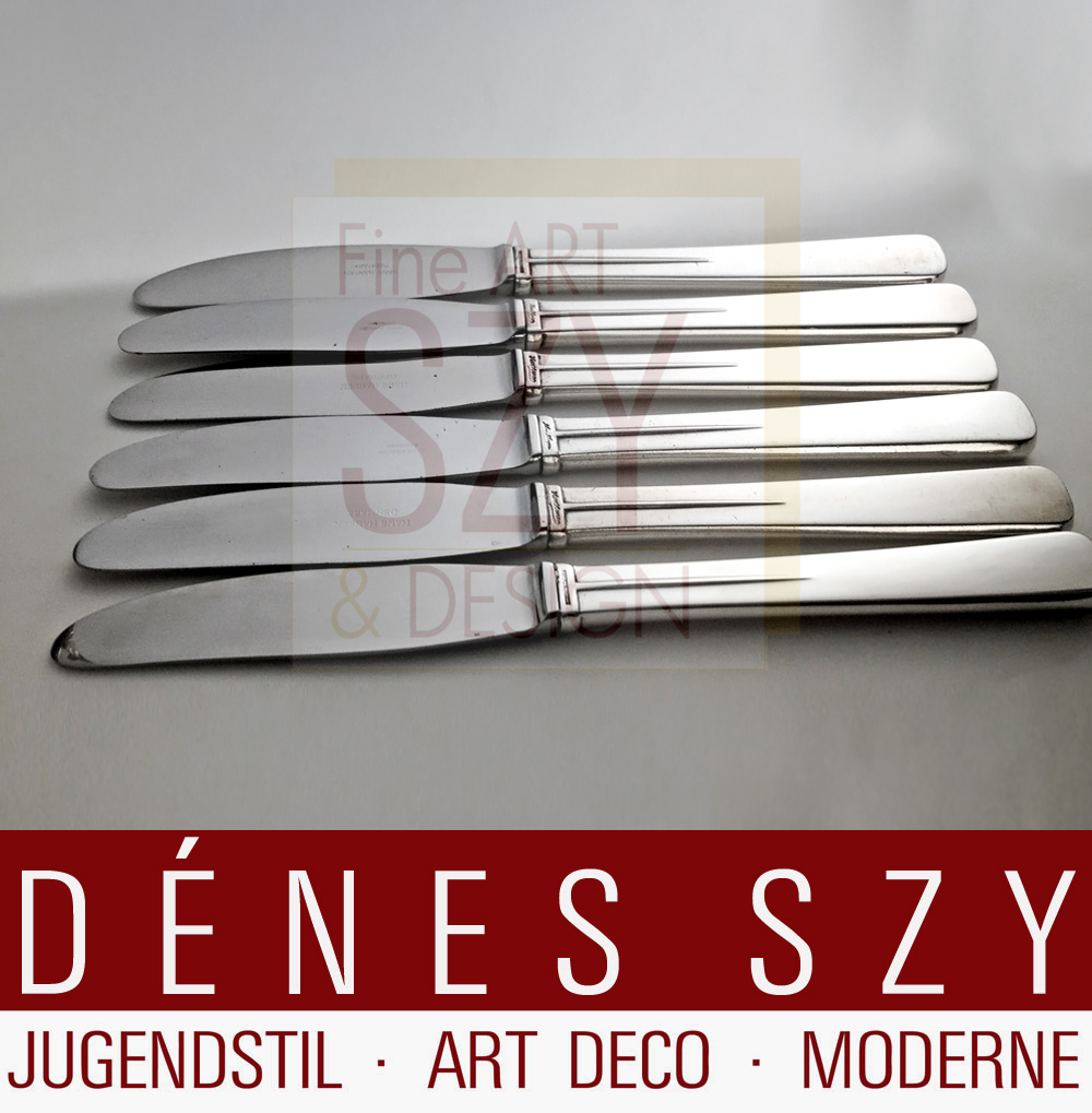 Hans Hansen Aresolv Silber Besteck Modell 17 Set 6 Tafelmesser