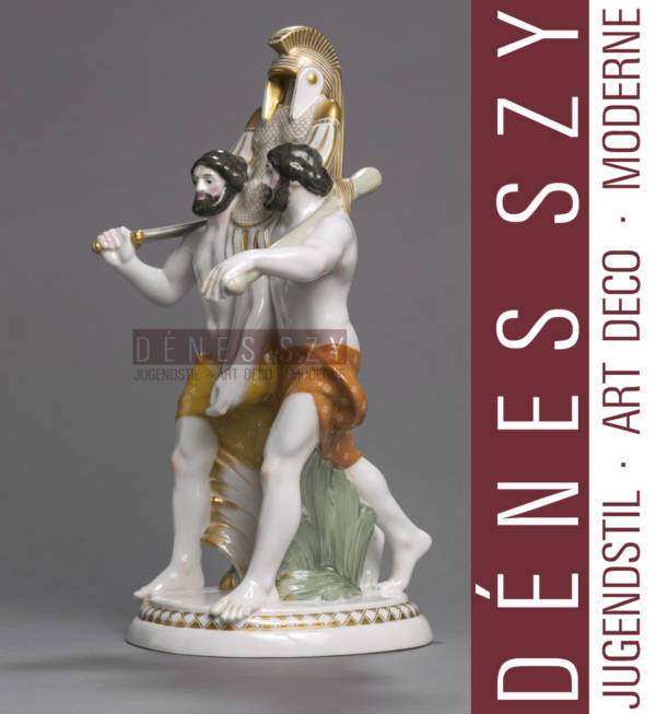 Due etruschi portano l'armatura, figura in porcellana di KPM Berlino