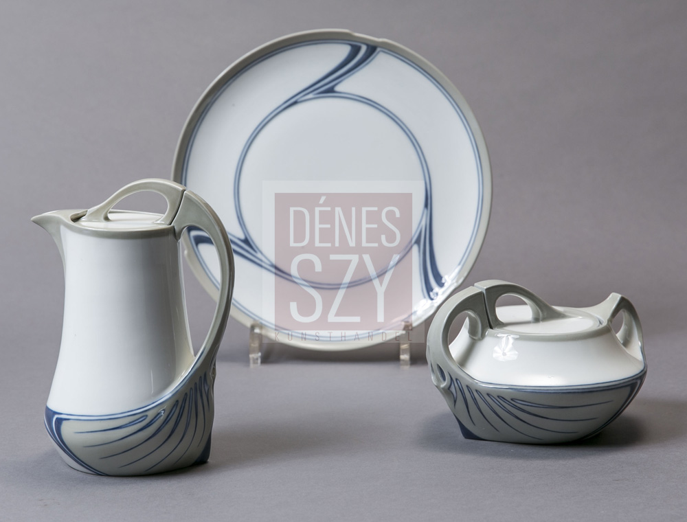 Brocca grande, bricco per latte freddo, Porcellana di Meissen Art Nouveau, Modello: Saxonia, Design: Otto Eduard Voigt 1904, Manifattura di porcellane Royal Meissen 1904-10