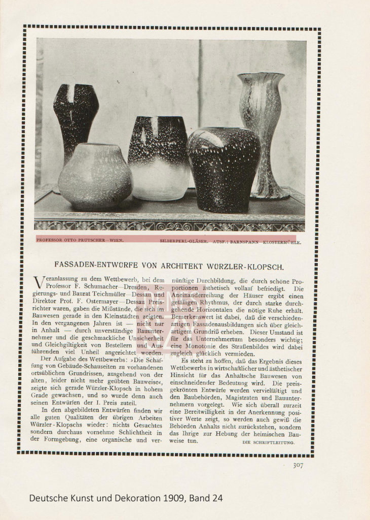 Vaso ArLoetz Witwe, vaso in vetro, design Otto Prutscher Vienna 1908t Deco in vetro, Design di Otto Prutscher eseguito da Johan Loetz Witwe