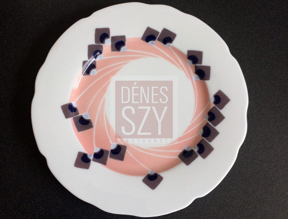 Knaufschwerter, Meissen, Misnia Dekor Unterglasur in braun Blau und Rosa auf weiß