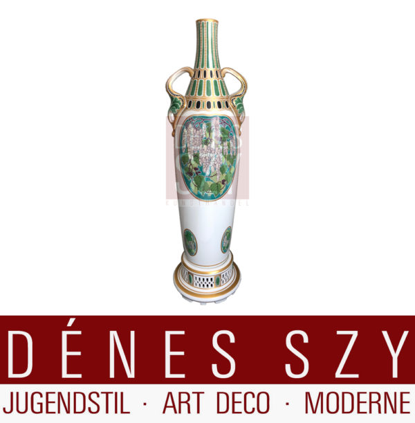 KPM Berlin, vase en porcelaine Art Nouveau, décor Willy Stanke