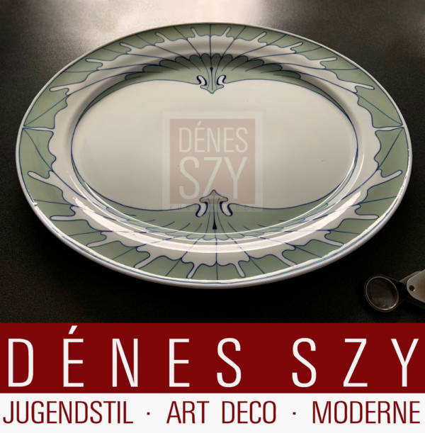 Meissen, art nouveau porcelain, Wing pattern serving plate XL by Hentschel,