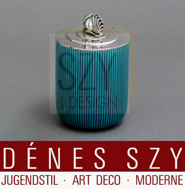 Georg Jensen sterling, Bing & Grondahl porcelain jam jar box 4006