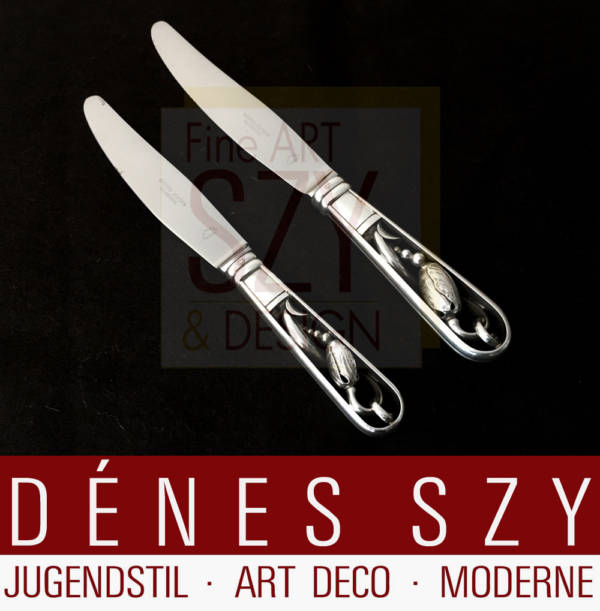 silver cutlery, Pattern: Magnolia, BLOSSOM Collection # 84, Design: Georg Jensen 1919, Execution: Georg Jensen silversmiths, Copenhagen, Denmark, 925 silver