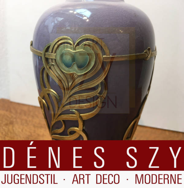 Deutschland, Jugendstil, Keramik-Vase mit Zinn Montur Nr. 2561, Fa. Orivit AG, Koeln um 1900