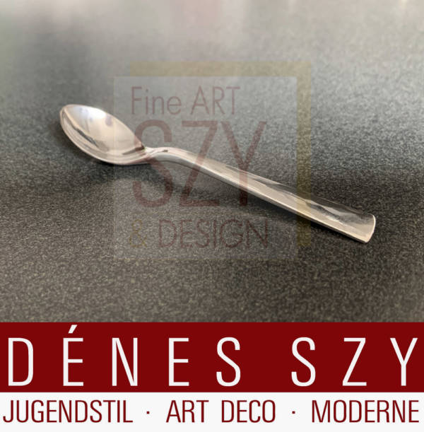 Mid-century modern silver design cutlery, mocha spoon, Design and execution: Willi Stoll, Leipzig Germany 1950s, silver 900, Handmade