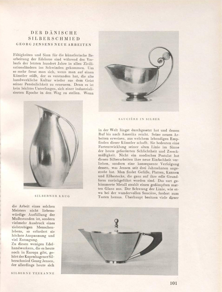 Dekorative Kunst Bd 37 Muenchen 1929 S 101 Georg Jensen Silber