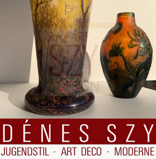 Jugendstil Glas Vase von Daum Nancy, entworfen von Edmond Lachenal 1896