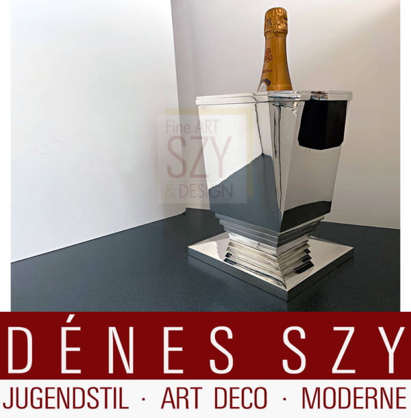 Mid Century Modern, XXL Luxus Sekt, Champagner Kühler, Handarbeit, 925er Silber, London 2002
