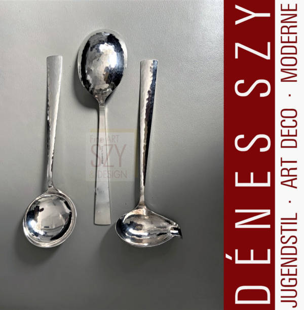 Mid-Century-Modern Willi Stoll, Willi Stoll, 900 silver cutlery, serving spoon, handmade, serving spoon oval bowl