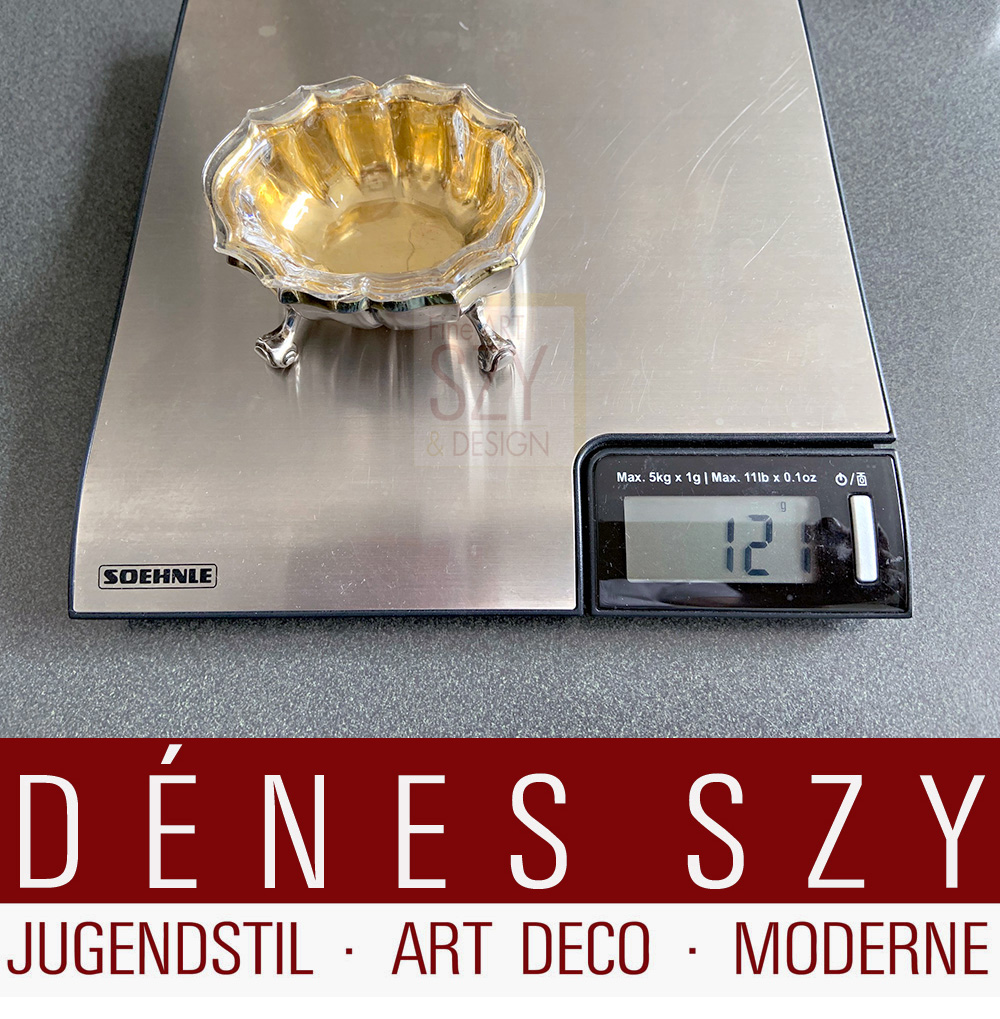 Norddeutsche Salière, Salzfaß, Gewürzbehälter, Barockstil nach Celler Vorbild, Lötiges Silber, Meisters Wilhelm Conrad Josef Lameyer, Hannover Anfang 19. Jahrhundert mit originalem Kristalleinsatz