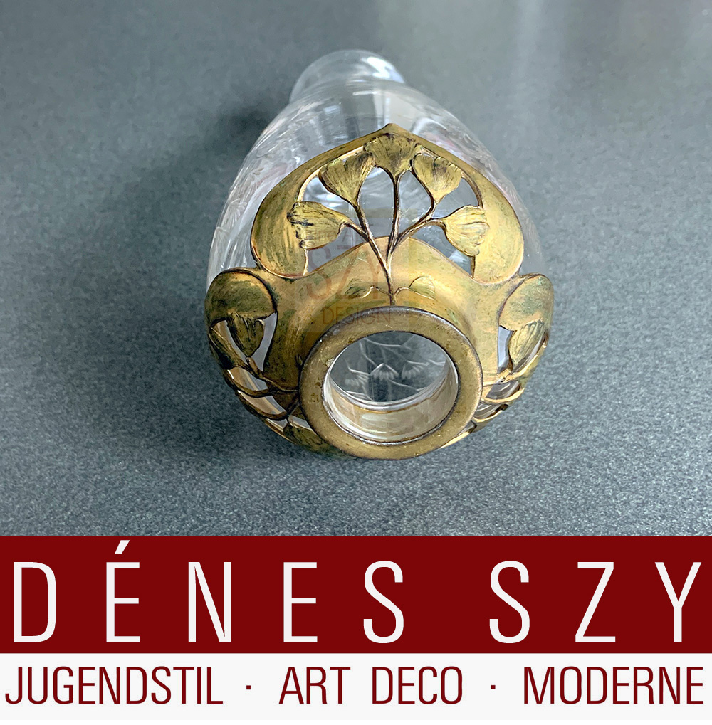 Vase with vegetabile, flowers, blossoms, ginkgo leaf decor #2555, Orivit Art Nouveau pewter, britannia metal, Cologne around 1904 Germany..