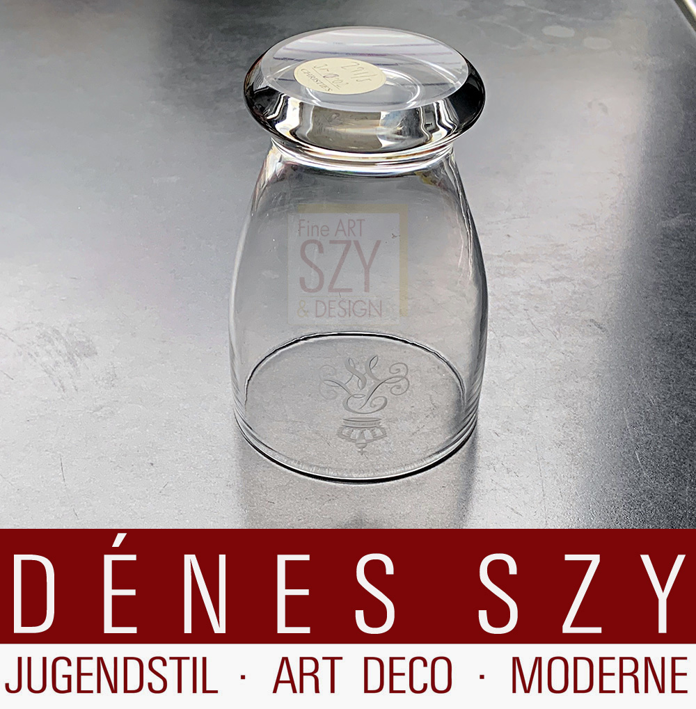 Drinking glass, ovoid shape with widened feet, with WR script monogram with Prussian royal crown above it for Kaiser Wilhelm I.