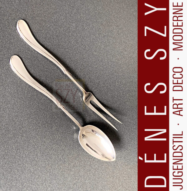 Design Heinrich Vogeler, Art Nouveau Tulipan pattern XL serving spoon, silver 800, Bremen circa 1900.