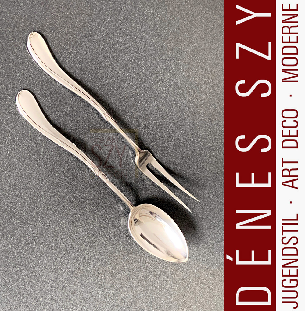 Design Heinrich Vogeler, Art Nouveau Tulipan pattern XL serving spoon, silver 800, Bremen circa 1900.