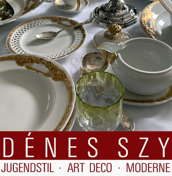 KPM Berlin Porzellan Service, Muster Ceres in Gold, Entwurf Schmuz-Baudiss , Berlin 1914-1918