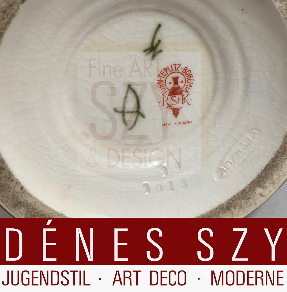 Vaso in ceramica Art Nouveau, Disegno e pittura: Nikolaus Kannhäuser, Esecuzione: Amphora-Werke Riessner, Stellmacher & Kessel, Turn Teplitz, Boemia, Austria ca. 1900