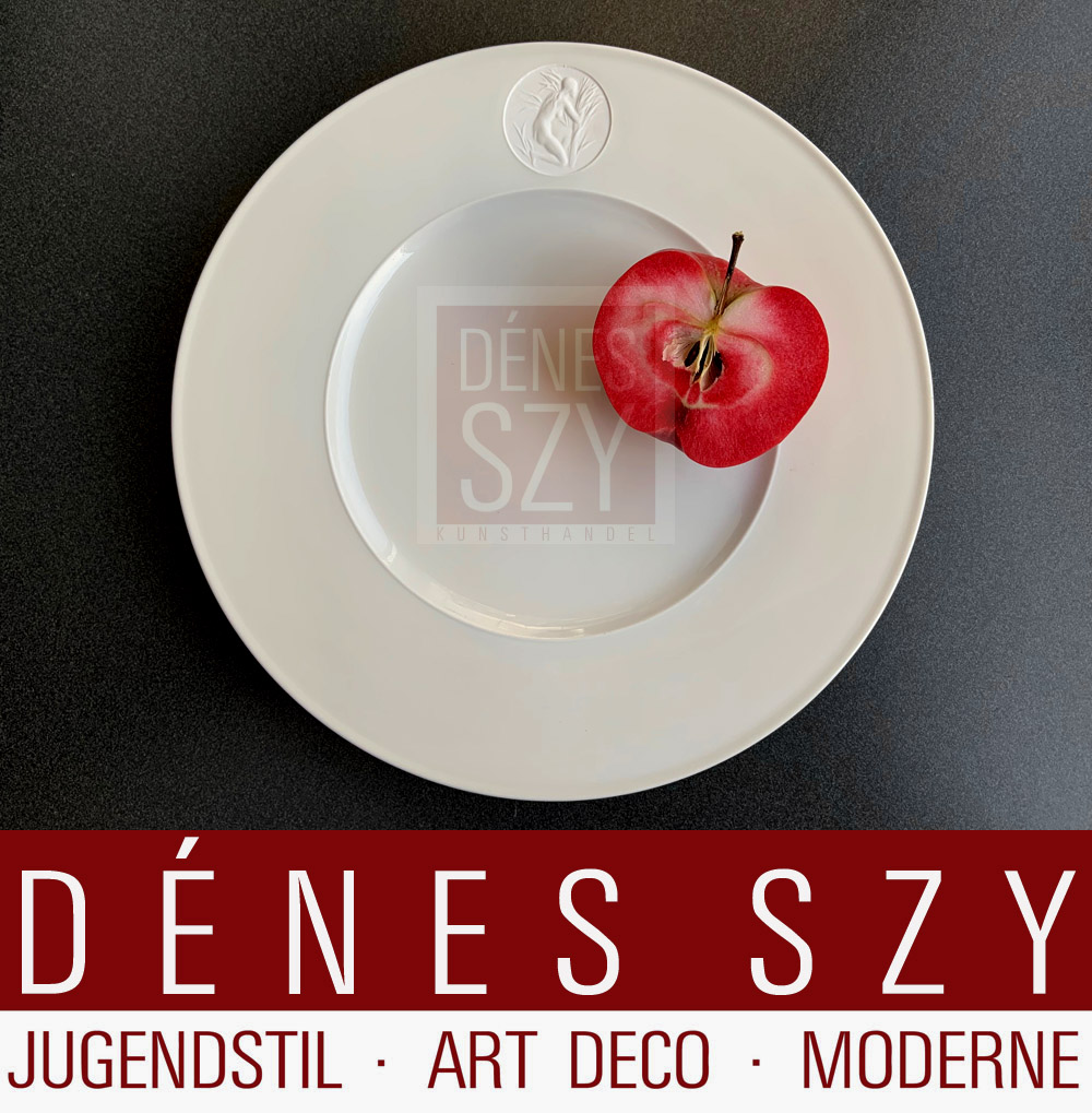 Piatto piano da pranzo KPM Berlin servizio Arkadia in porcellana bianca crema