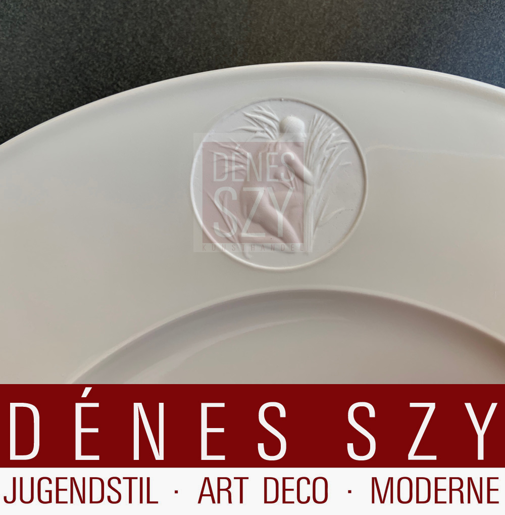 Piatto piano da pranzo KPM Berlin servizio Arkadia in porcellana bianca crema