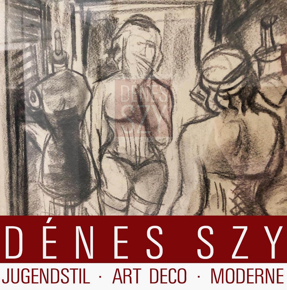 "Dopo la vacanza", Disegno a carboncino, carbone sul tabellone, Arthur Kaufmann [Mülheim a. Ruhr 1888 - 1971