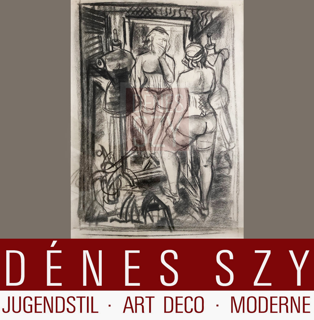 "Dopo la vacanza", Disegno a carboncino, carbone sul tabellone, Arthur Kaufmann [Mülheim a. Ruhr 1888 - 1971