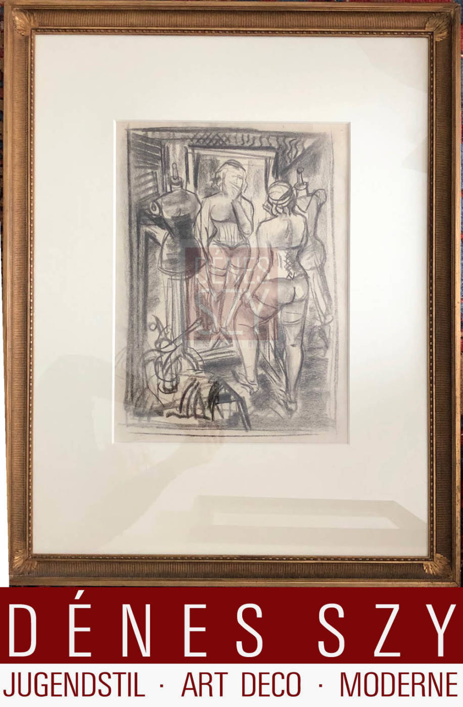 "Dopo la vacanza", Disegno a carboncino, carbone sul tabellone, Arthur Kaufmann [Mülheim a. Ruhr 1888 - 1971