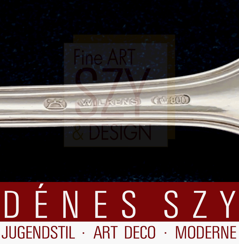 Servizio posate in argento per 6/12 persone, 104 pezzi, Modello Augsburger Faden, Esecuzione: M. H. Wilkens und Soehne, Brema (dal 1810) Germania, argento 800