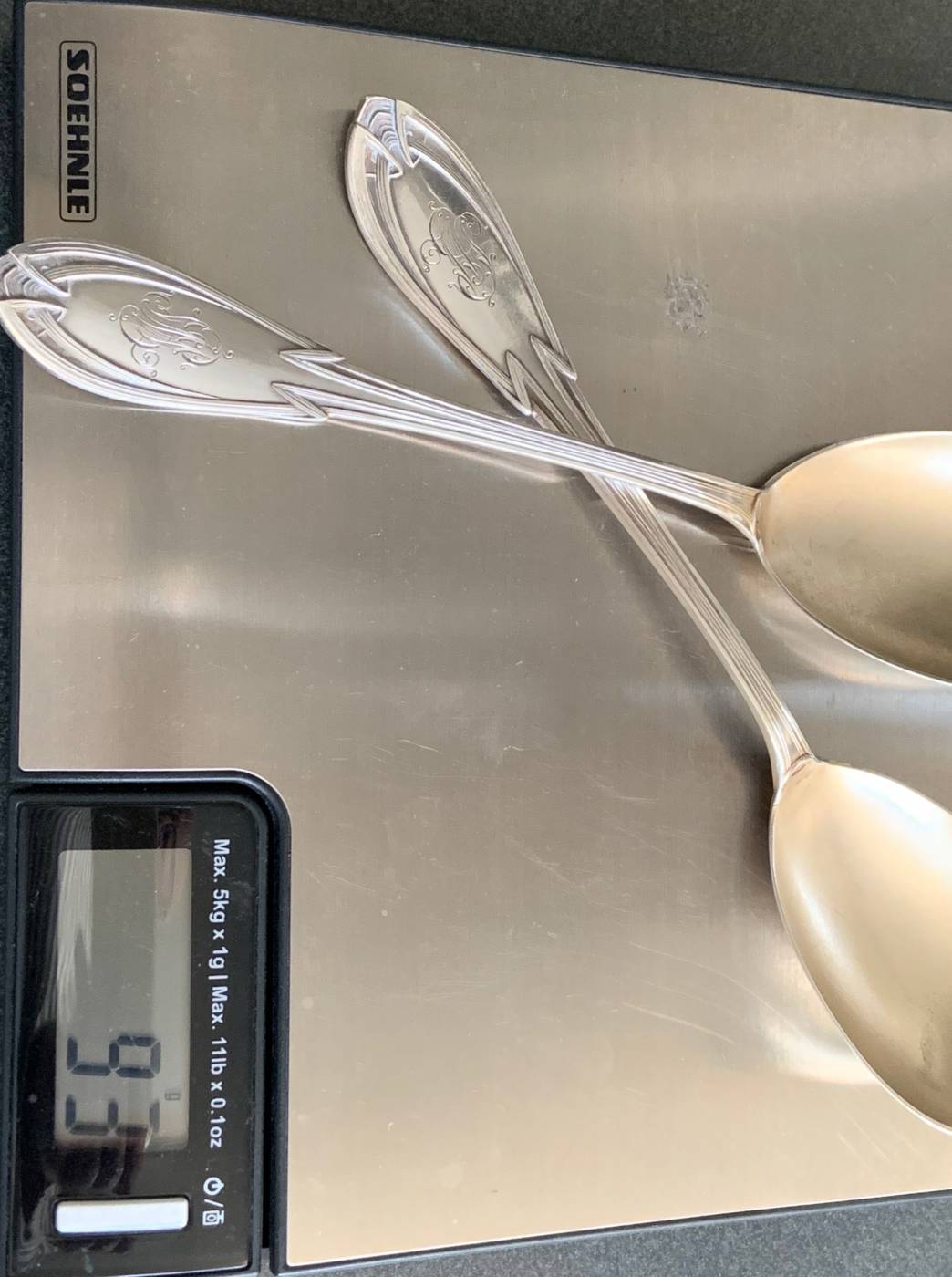 Franz Bahner Duesseldorf, German Art Nouveau Silver Cutlery #4300 Serving Spoon ca.1900