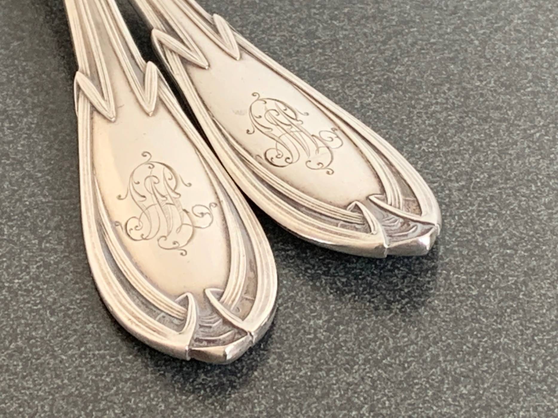 Franz Bahner Duesseldorf, German Art Nouveau Silver Cutlery #4300 Serving Spoon ca.1900