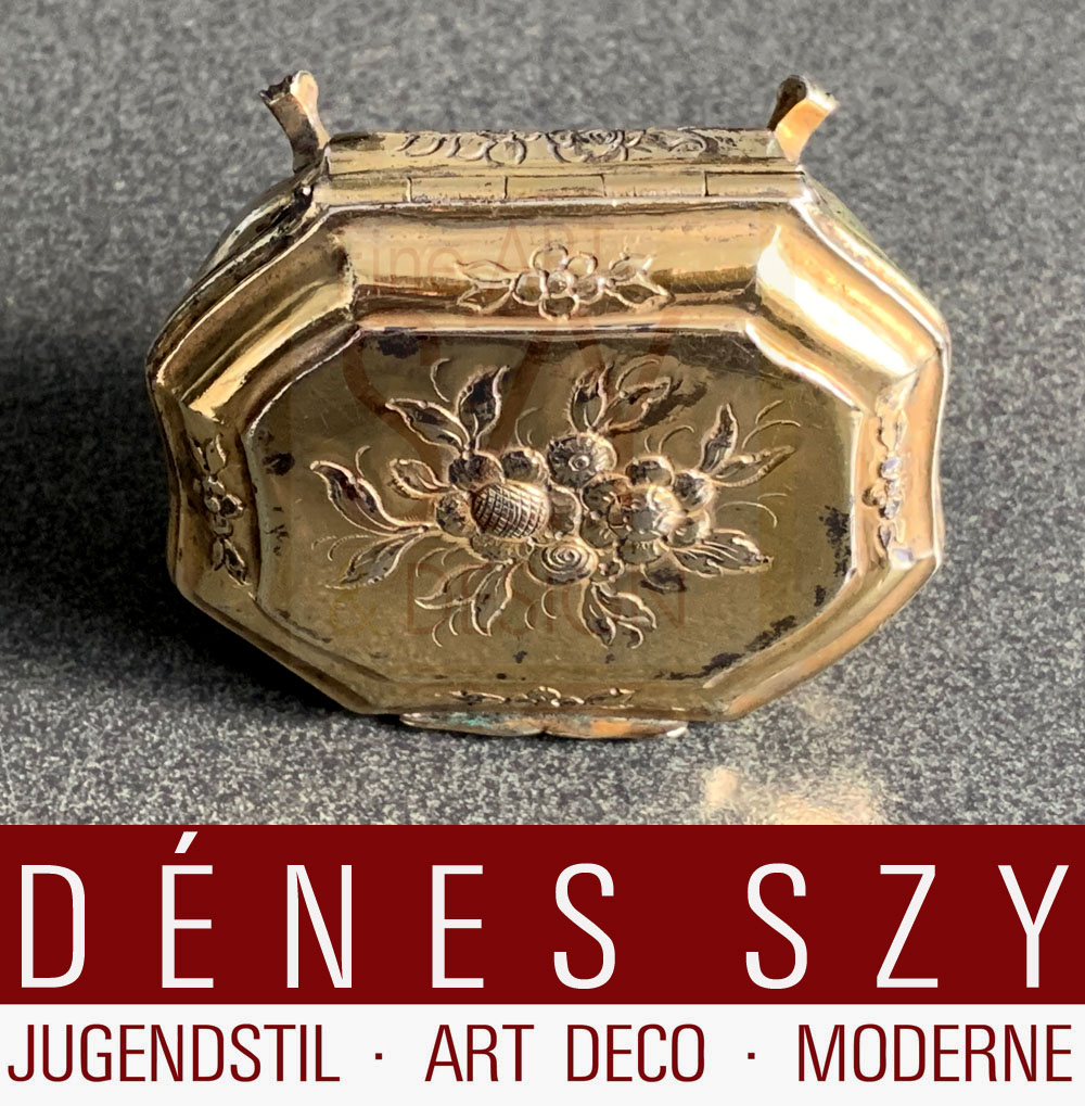 Boîte à épices baroque à 2 compartiments, dans le style de Johann Martin Satzger, exécution : Augsbourg 1765-67, argent 13 lots (812,5/1000), doré