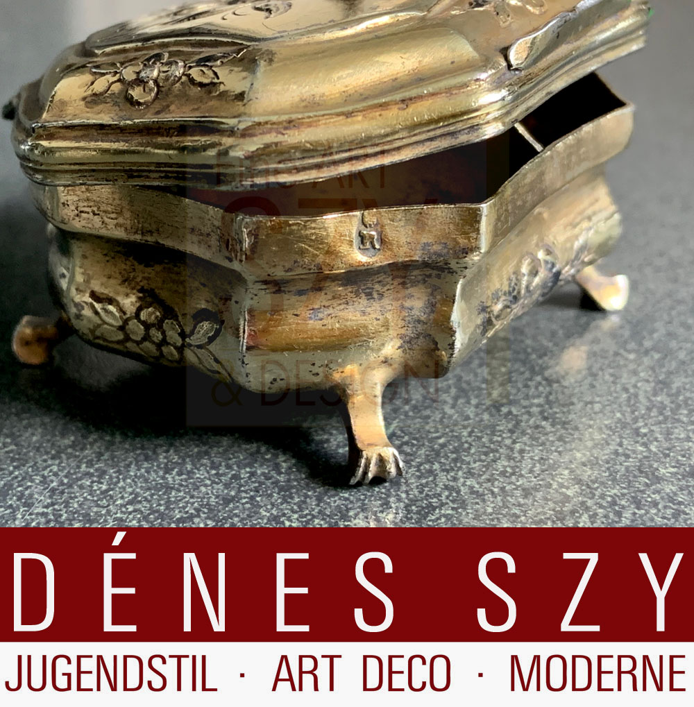 Boîte à épices baroque à 2 compartiments, dans le style de Johann Martin Satzger, exécution : Augsbourg 1765-67, argent 13 lots (812,5/1000), doré