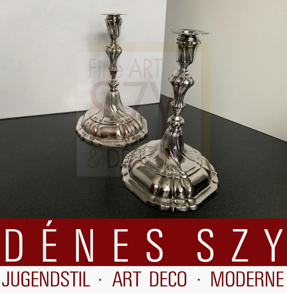 Bonn coppia di candelieri da tavolo, argento 12 Loth, Bonn della metà del XVIII secolo, Heinrich Üdesheim