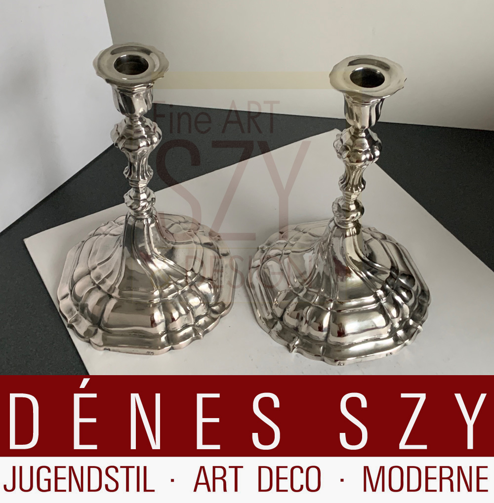 Bonn coppia di candelieri da tavolo, argento 12 Loth, Bonn della metà del XVIII secolo, Heinrich Üdesheim