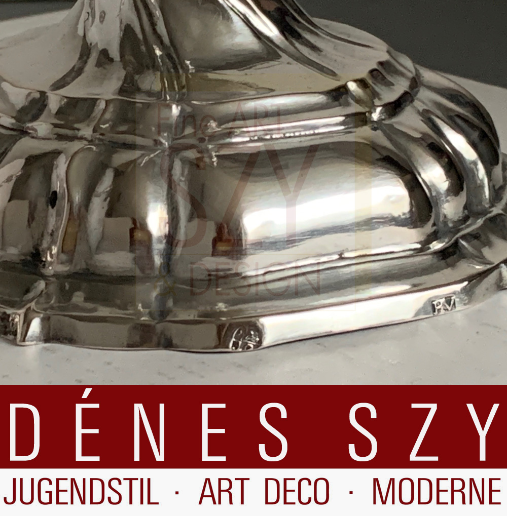 Bonn coppia di candelieri da tavolo, argento 12 Loth, Bonn della metà del XVIII secolo, Heinrich Üdesheim