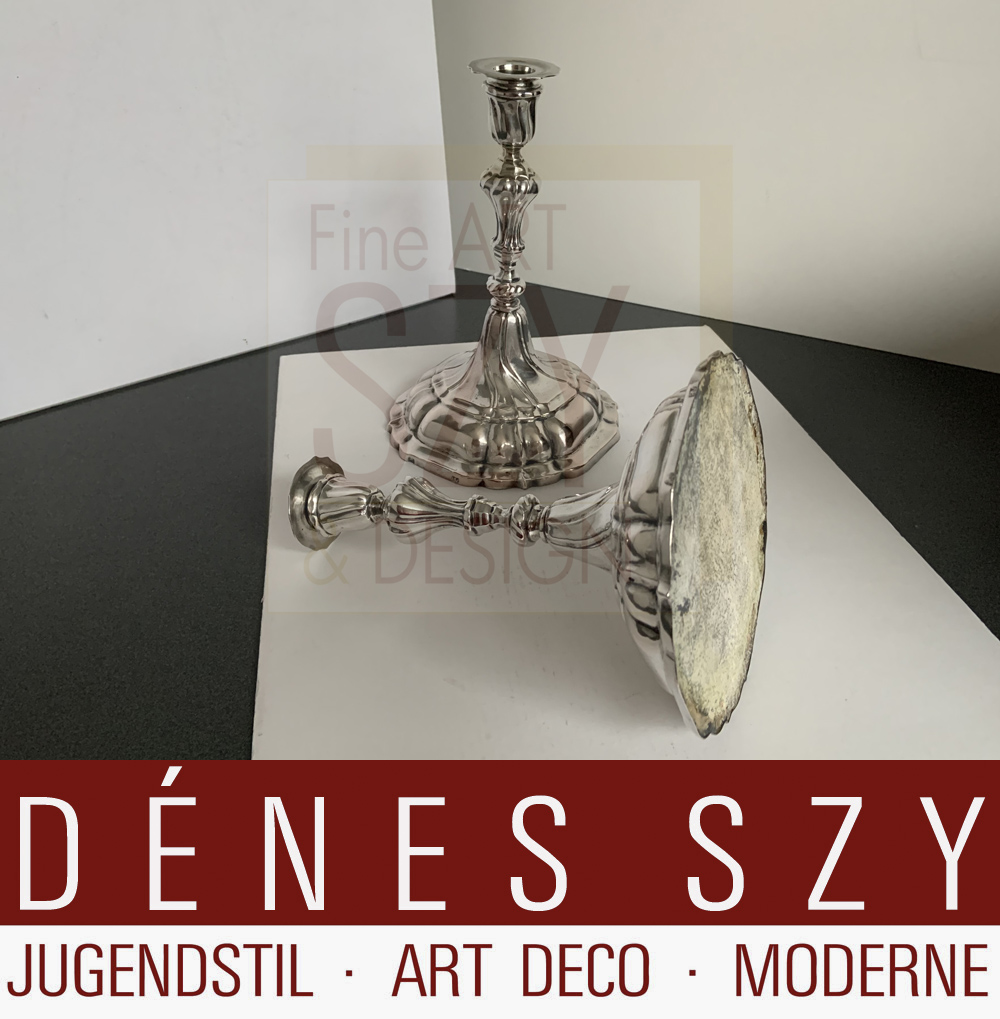 Bonn coppia di candelieri da tavolo, argento 12 Loth, Bonn della metà del XVIII secolo, Heinrich Üdesheim