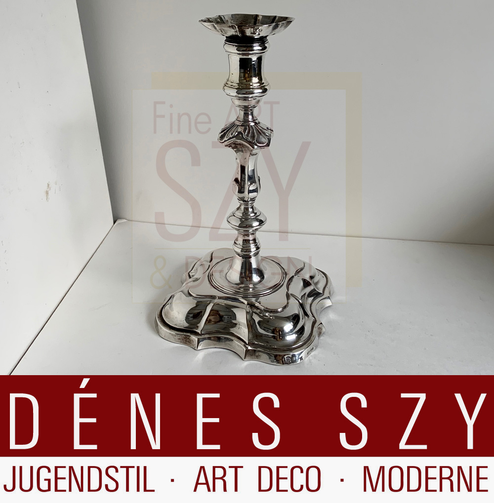 Candeliere barocco, Argento 12 Lot, 750 / 1000, Hannover Neustadt, Bassa Sassonia Germania, con la lettera dell'anno H (c. 1750-60), Frantz Peter Bunsen
