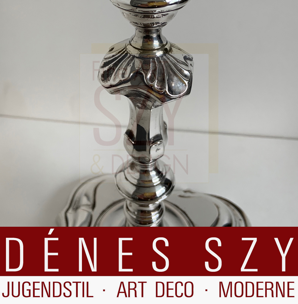 Candeliere barocco, Argento 12 Lot, 750 / 1000, Hannover Neustadt, Bassa Sassonia Germania, con la lettera dell'anno H (c. 1750-60), Frantz Peter Bunsen