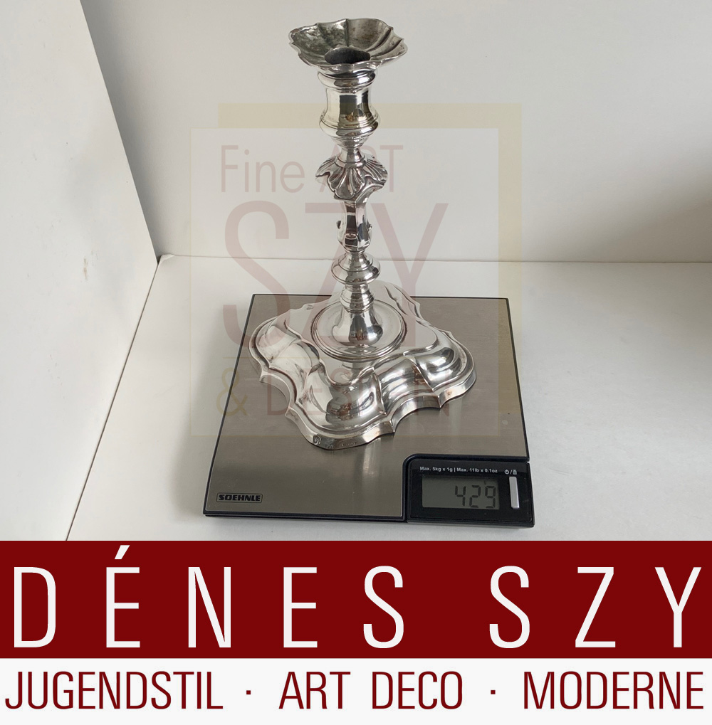 Candeliere barocco, Argento 12 Lot, 750 / 1000, Hannover Neustadt, Bassa Sassonia Germania, con la lettera dell'anno H (c. 1750-60), Frantz Peter Bunsen