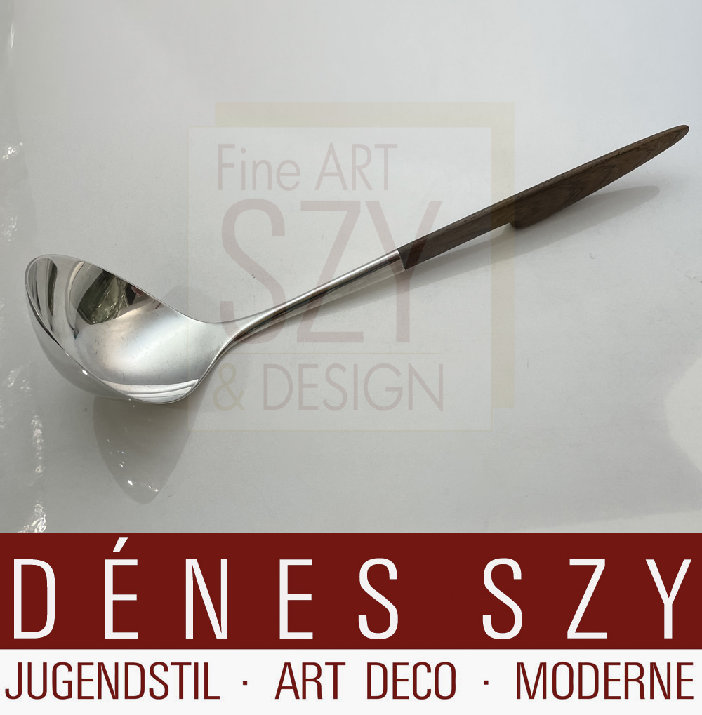 Mestolo XXL, Design: Hjordis Haugaard 1960, Esecuzione: Carl M. Cohr, Fredericia Danimarca, anni '60, Argento sterling 925, palissandro